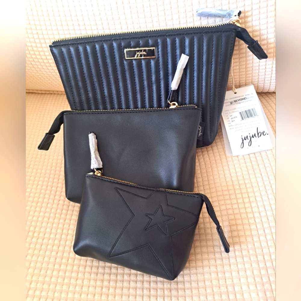 Ju-Ju-Be ALL SET Black 3 Pc Cosmetic Bag Set